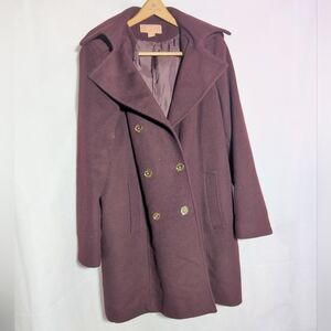 Michael Kors Purple Wool Blend Pea Coat sz XL